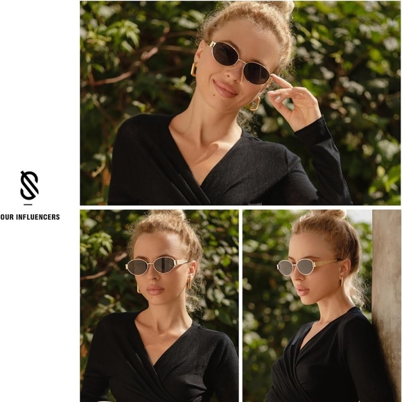 Unisex Retro Oval Trendy Sunglasses UV400 - Picture 3 of 9